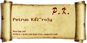 Petrus Károly névjegykártya